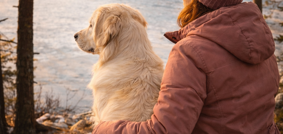 Jenn and Jasper relaxing in nature