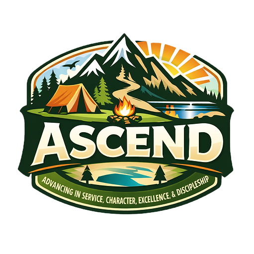 ASCEND program logo with camping scene_e