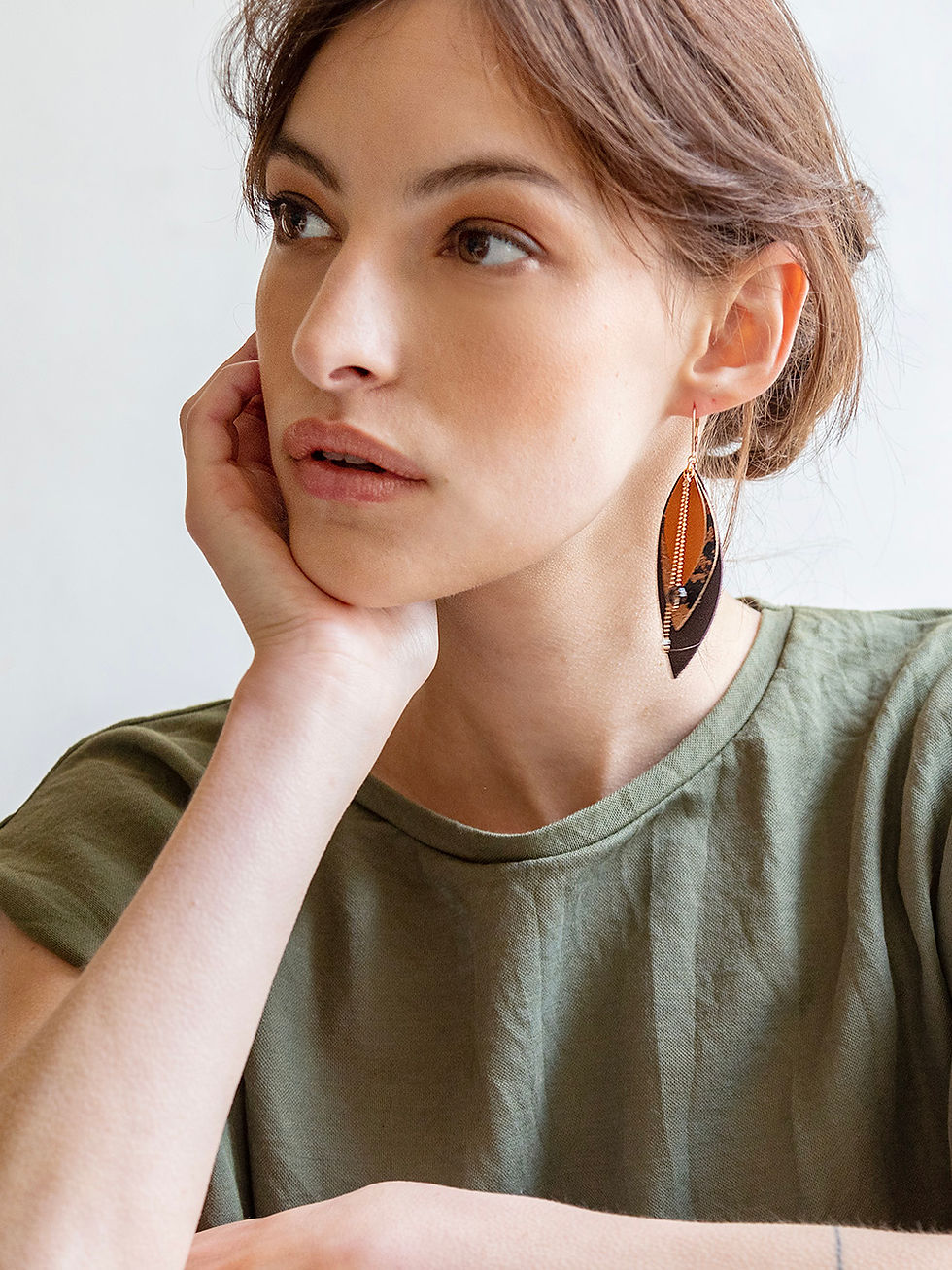 Miniature : Boucles d'oreilles longues en cuir | POP Caramel