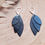 Miniature : Boucles d’oreilles en cuir upcyclé bleu pétrole, modèle MINI CÉLESTE, montées sur dormeuses en laiton argenté.