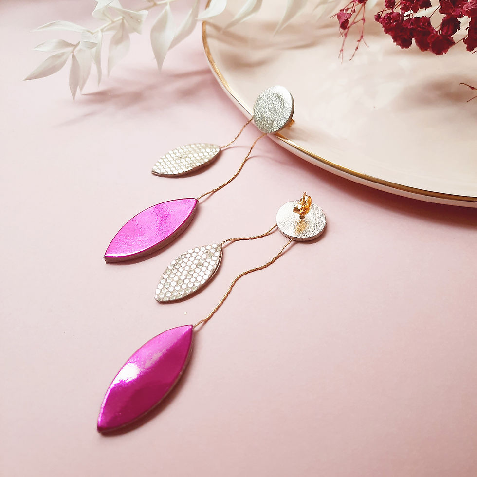Miniature : Boucles pour oreilles percées fermées par une tige. Bijou coloré et léger à porter.