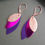 Miniature : Boucles d’oreilles pendantes en cuir upcyclé fuchsia et violet Mini Céleste fabriquées à Paris