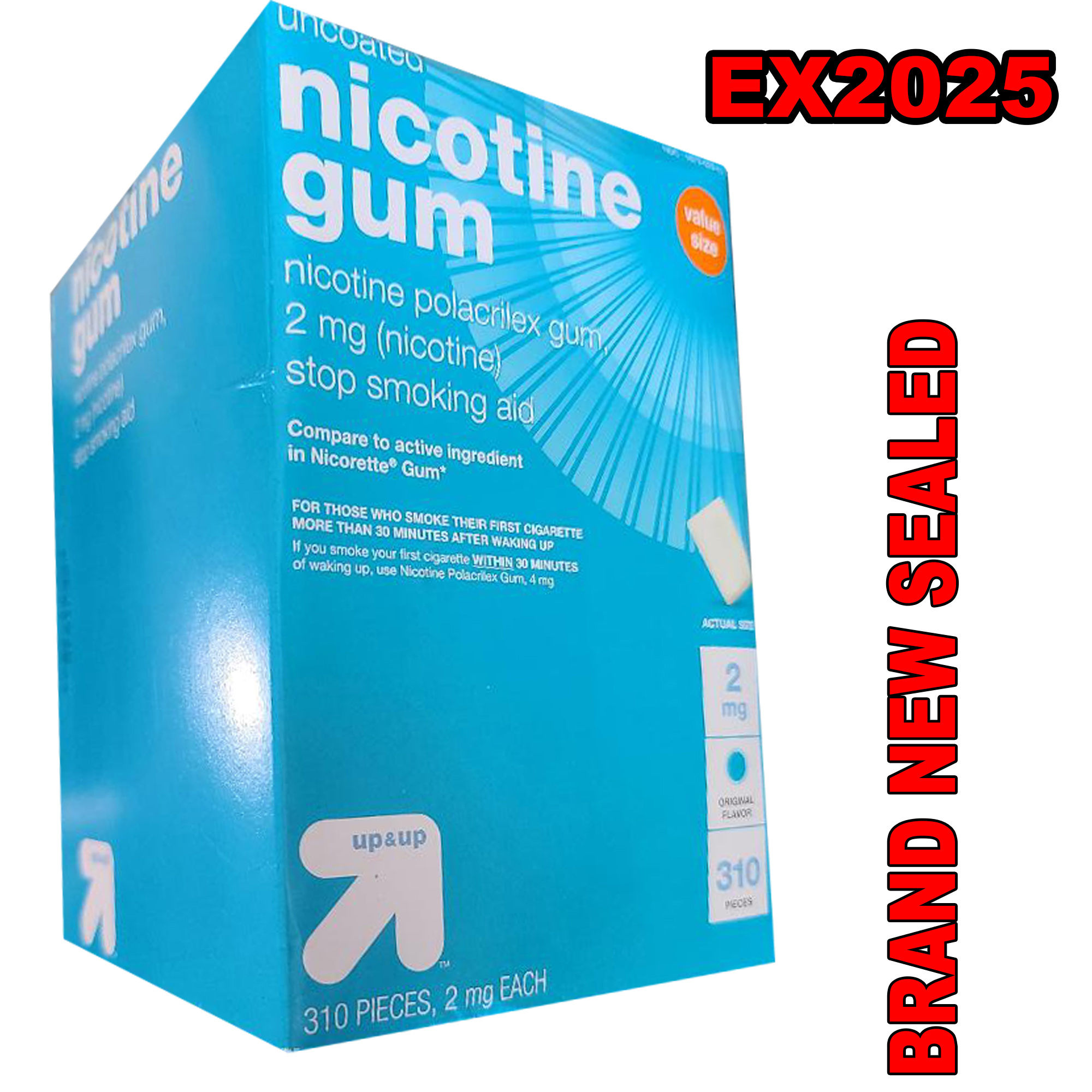 Up&Up Nicotine Gum 2mg 310pcs Original Flavor NEW SEALED EX2025