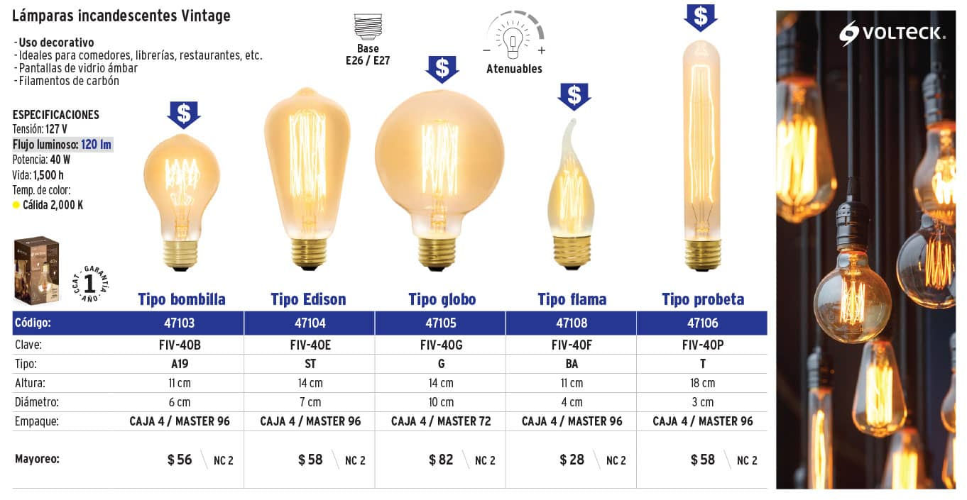 LAMPARAS INCANDESCENTES VINTA GE