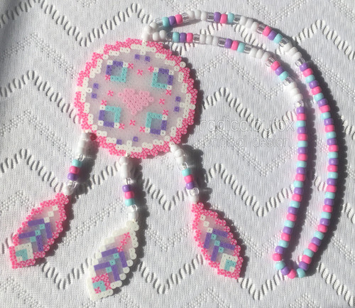 Dream Catcher Kandi Necklace Perler Bead Jewelry Raves EDM