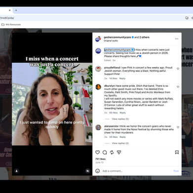 screen shot of instagram video about concerts