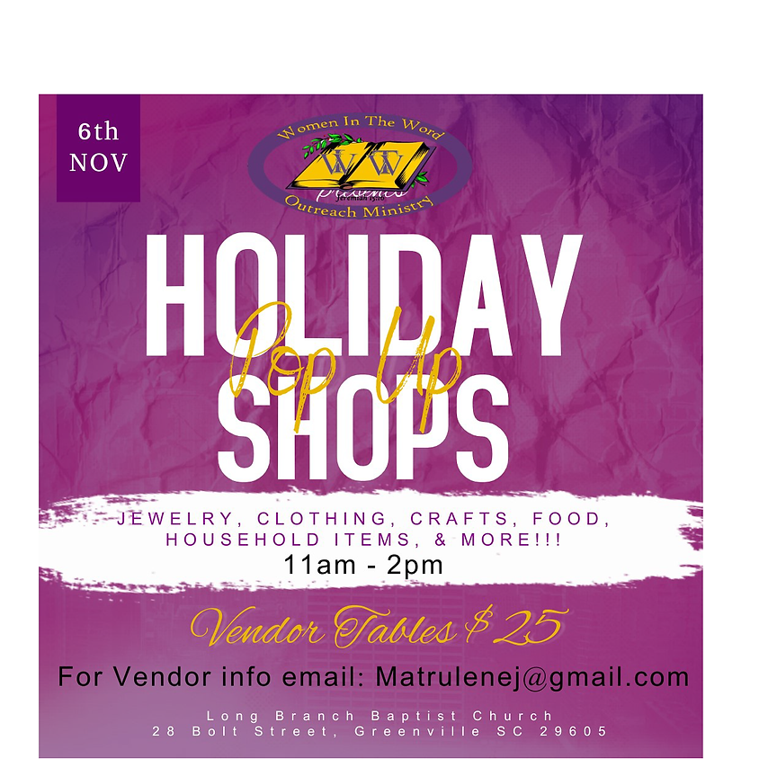 WITW Ministry Presents Holiday Pop Up Shops