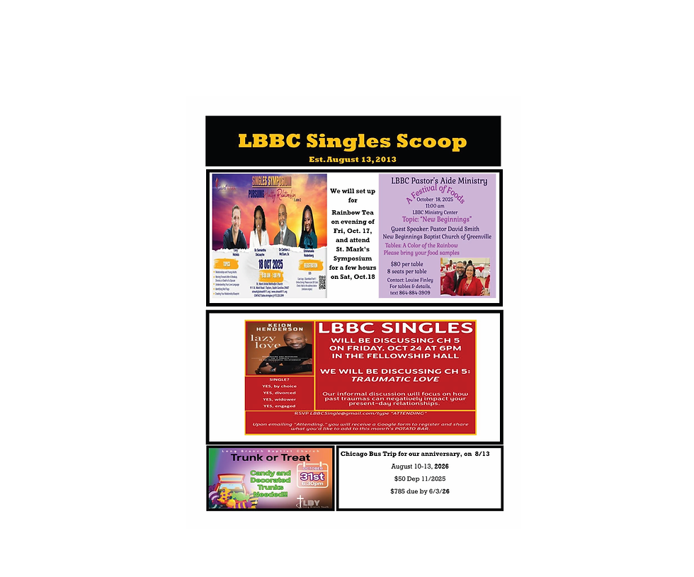 LBBC Singles Upcoming Activities