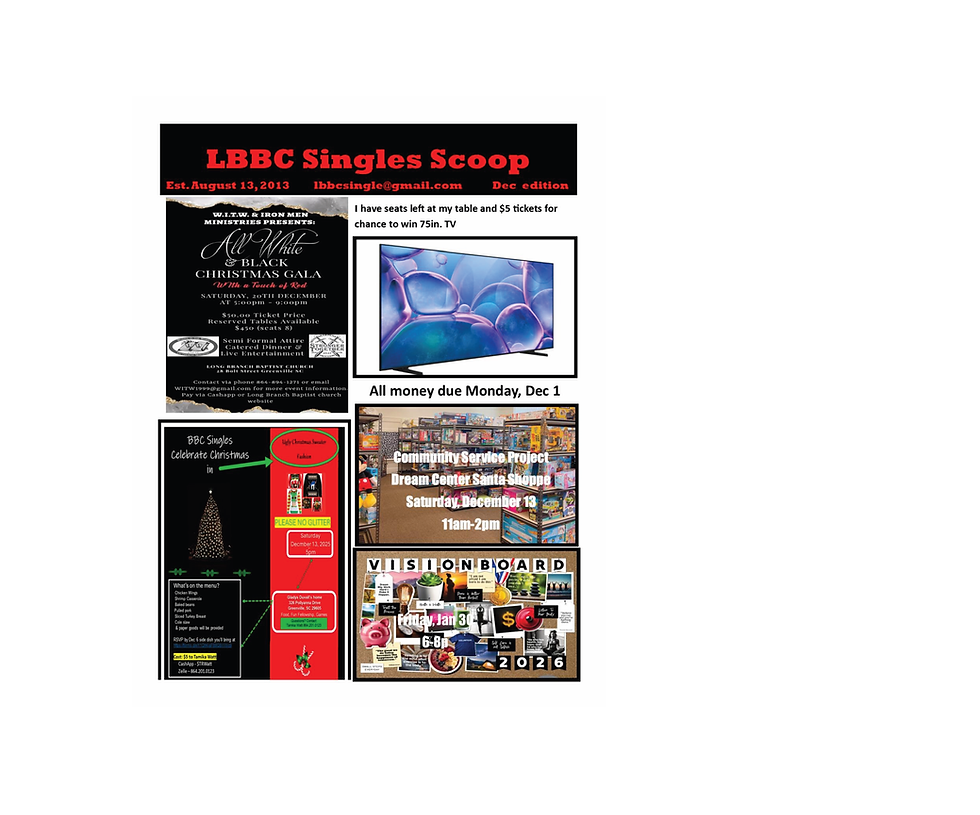 LBBC Singles Upcoming Activities