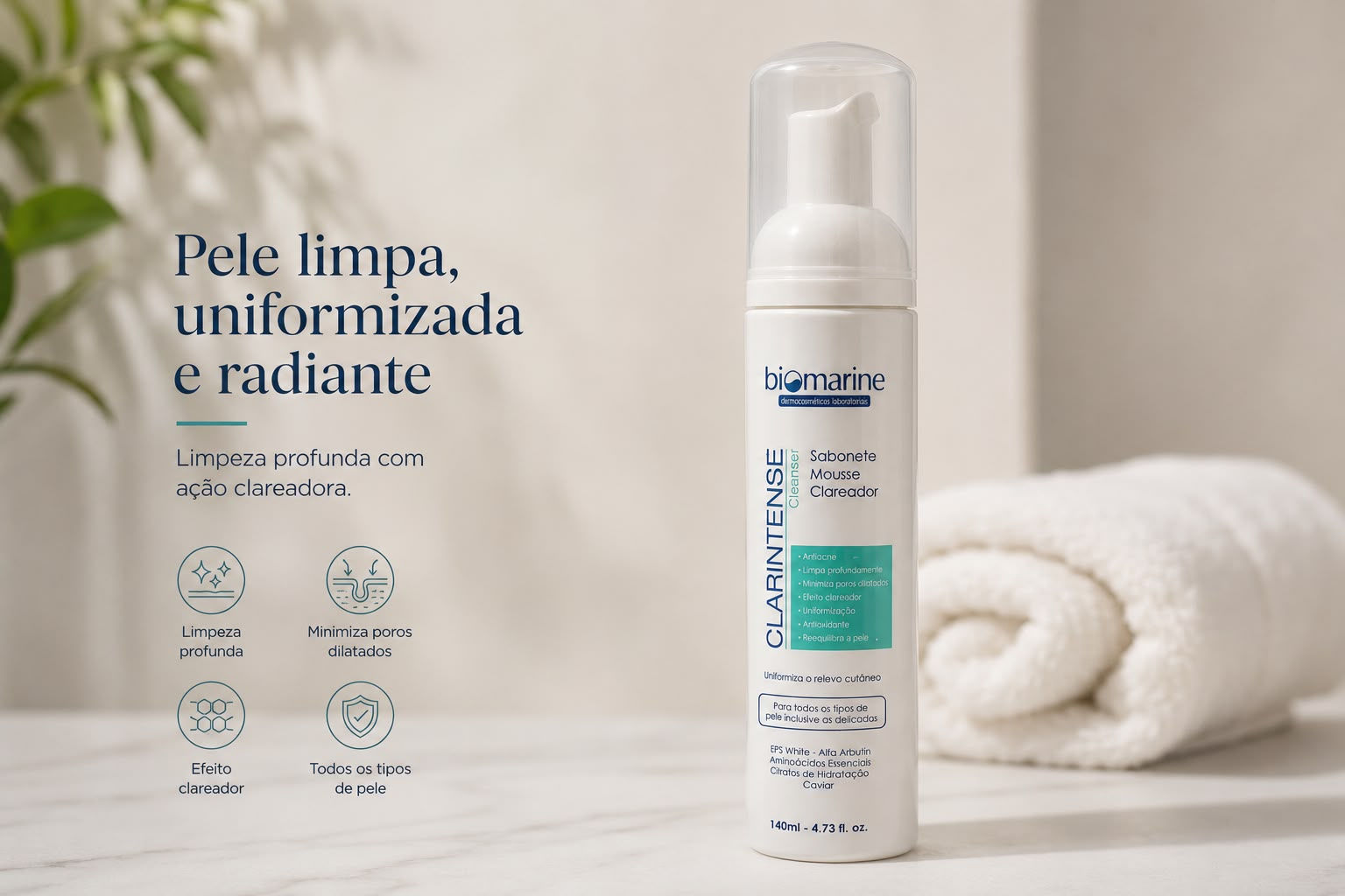 CLARINTENSE CLEANSE BIOMARINE SABONETE MOUSSE CLAREADOR