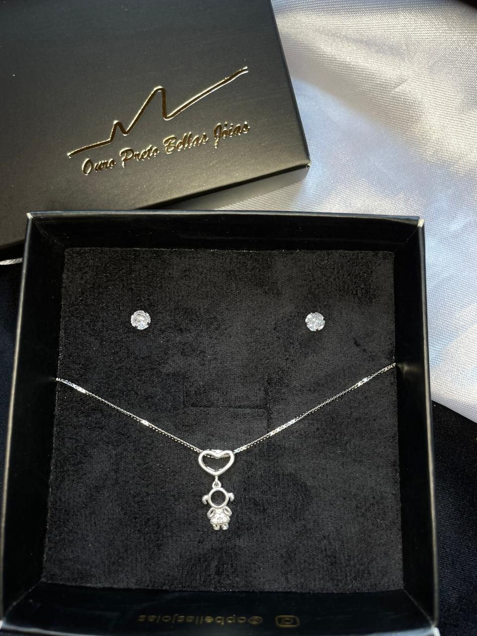 Miniatura: Conjunto em prata MENINAcom Zirconias