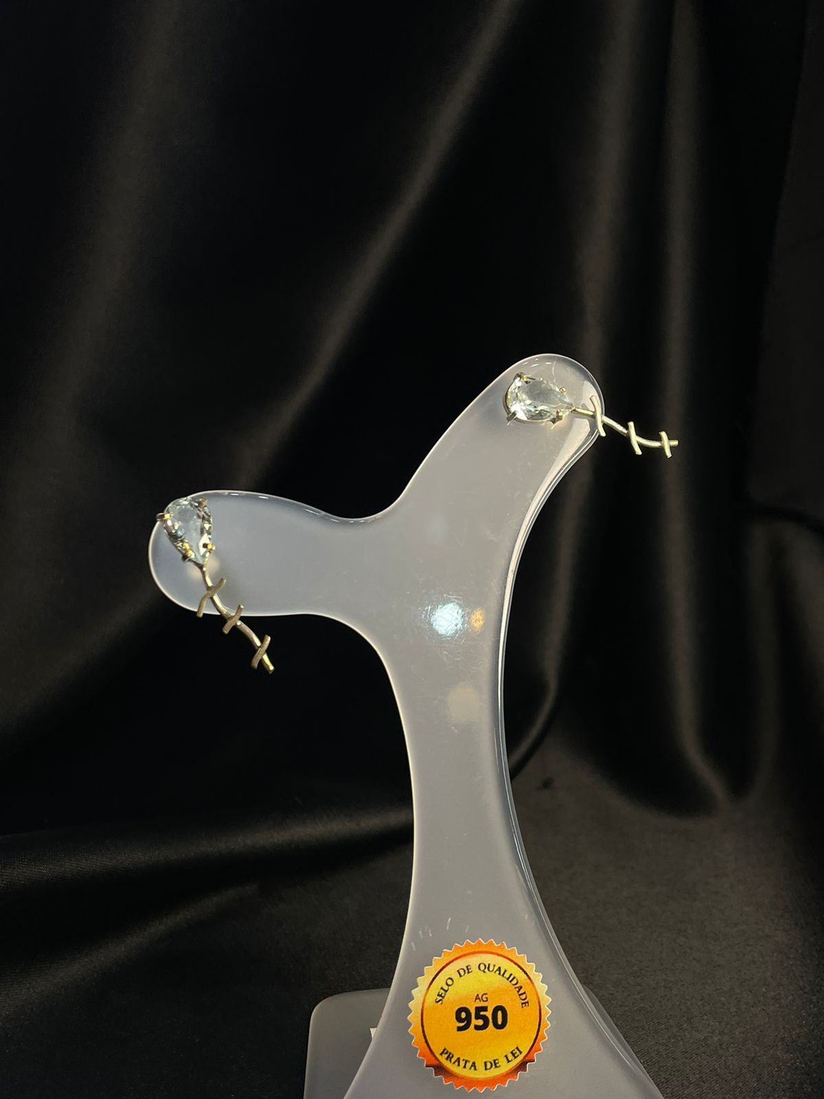 Brincos Pipa em prata com Agua Marinha