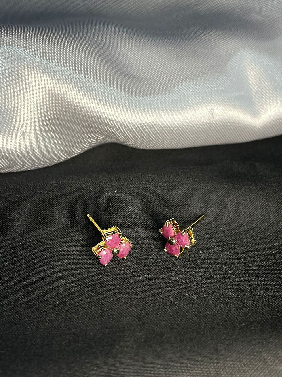 Miniatura: Brincos em Prata Gold com Rubis