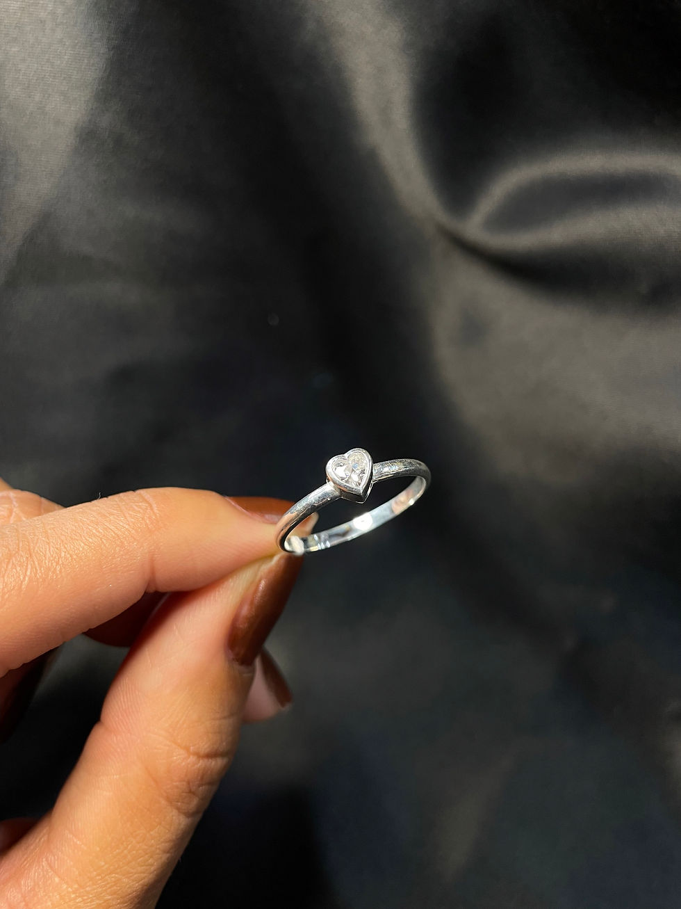 Miniatura: Anel em prata - Coração com Zirconia 