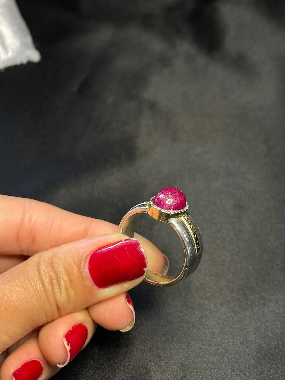 Miniatura: Anel em prata, ouro e Rubi