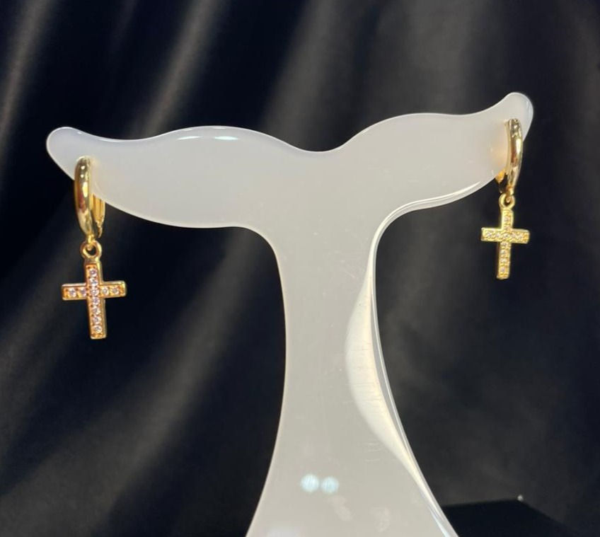Miniatura: Brincos em Prata Gold com Zirconias