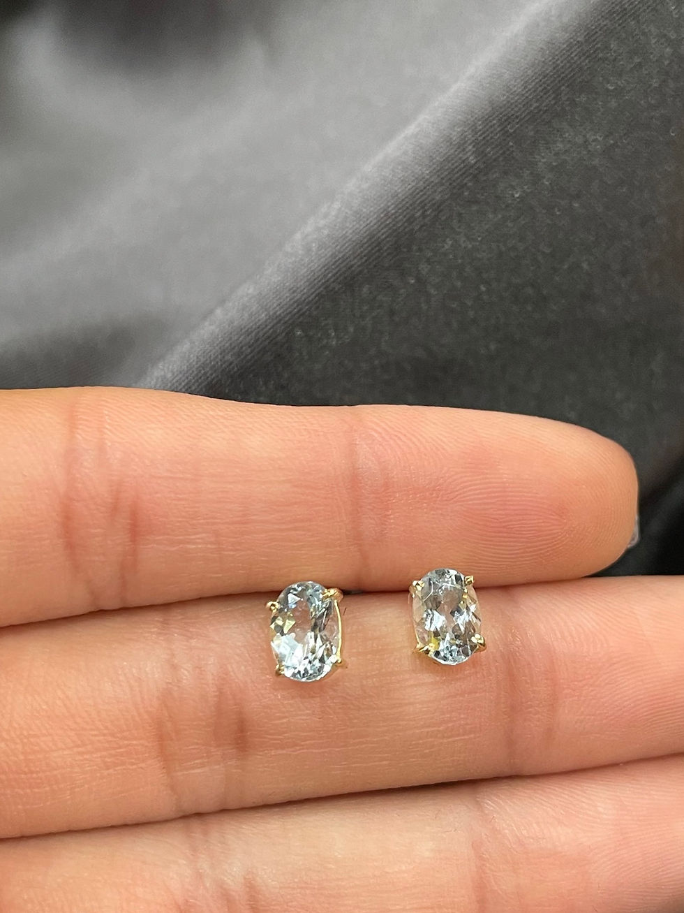 Miniatura: Brincos em Ouro 18k com Água Marinha