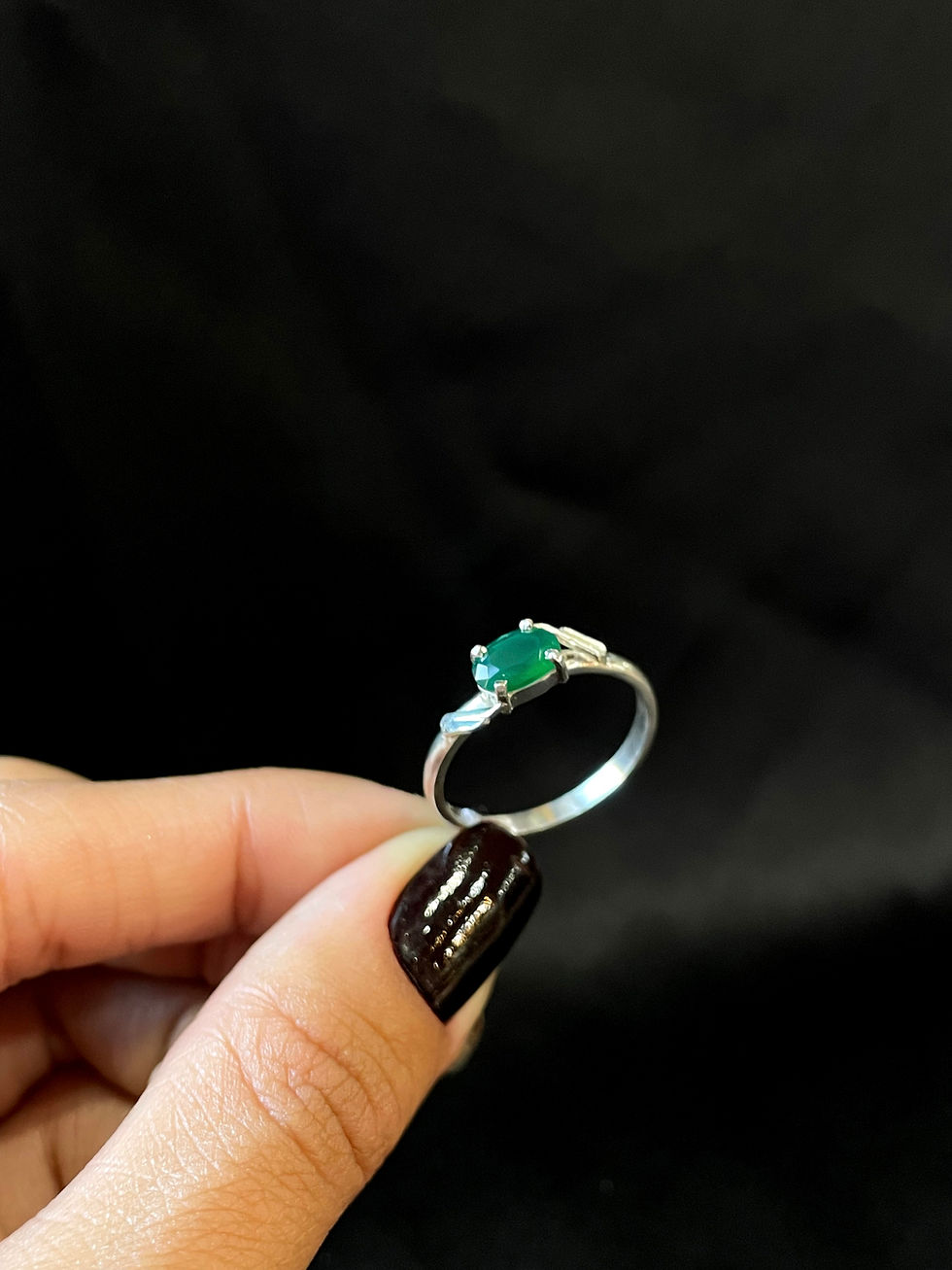 Miniatura: Anel em prata com Crisoprasio 