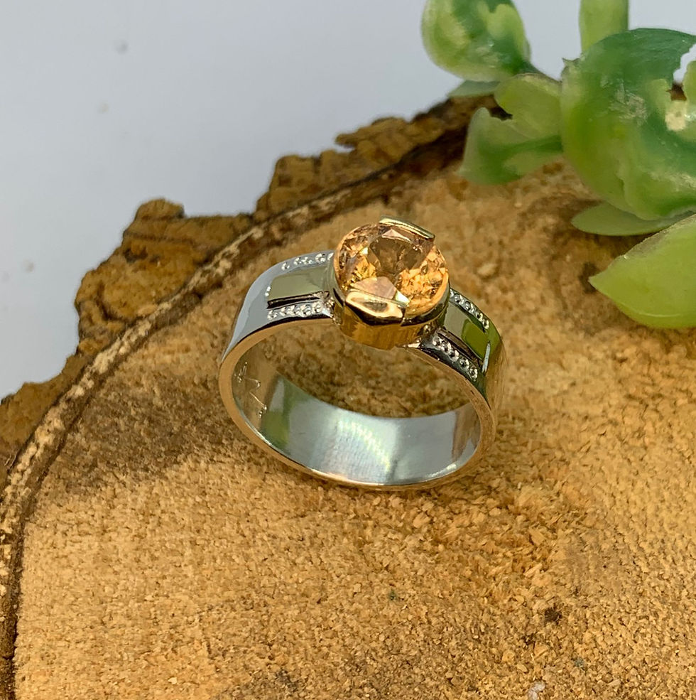 Miniatura: Anel em prata com ouro e Topázio Imperial