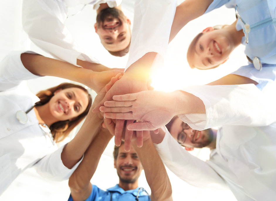 bottom view.a team of doctors at the med