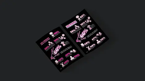 a black and pink poster