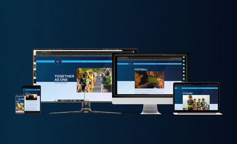 a computer monitor displays a web page that says together as one