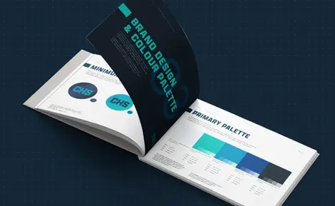 a book is open to a page that says brand design & colour palette