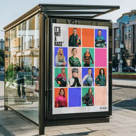 a poster on a bus stop that says it's not a race
