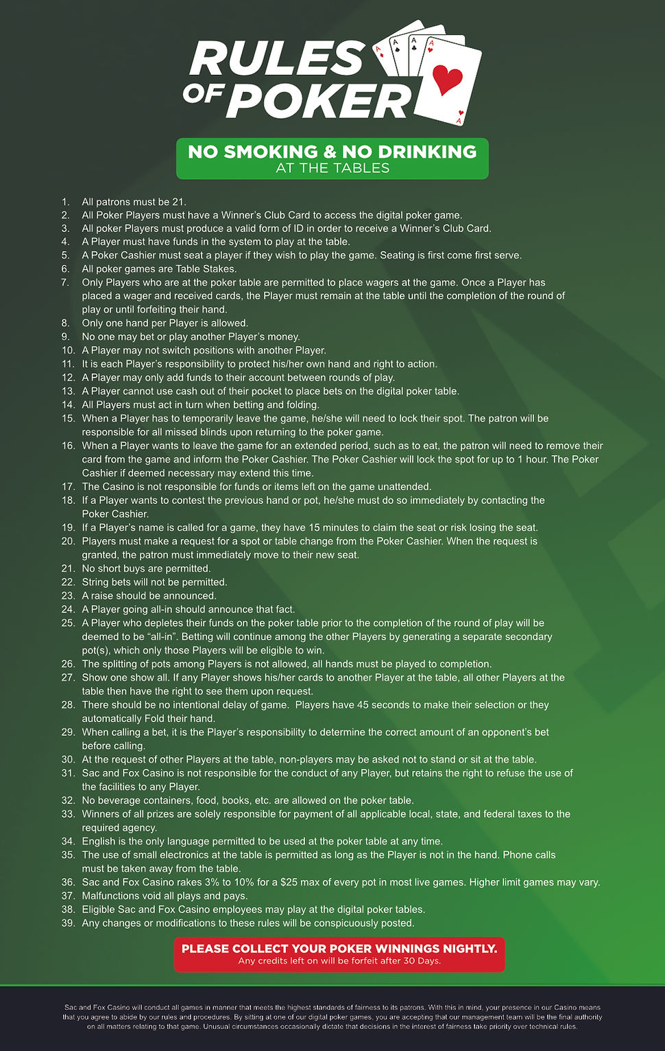 Poker Sac And Fox Casino