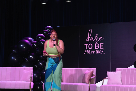 Jen hosting Dare to Be Female Conference