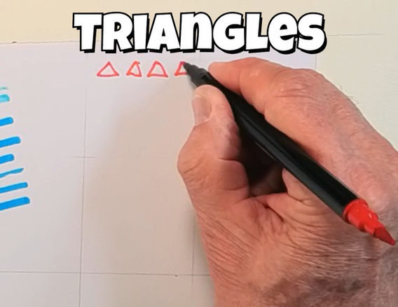 Drawing triangles.