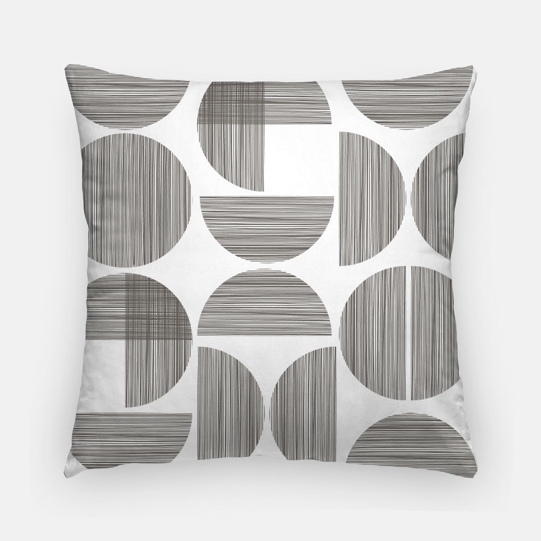 Decorative Throw Pillow for Couch or Bed – Brushed Circles in Black