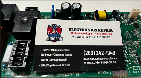 Micro-soldering on a dryer control board for a local appliance repair Brampton service call.