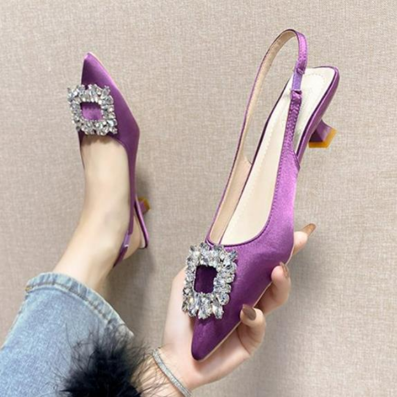 Thumbnail: Summer Women Sandals New Women's Shoes Pointed Toe Shallow Nude Pink Diamond Sho