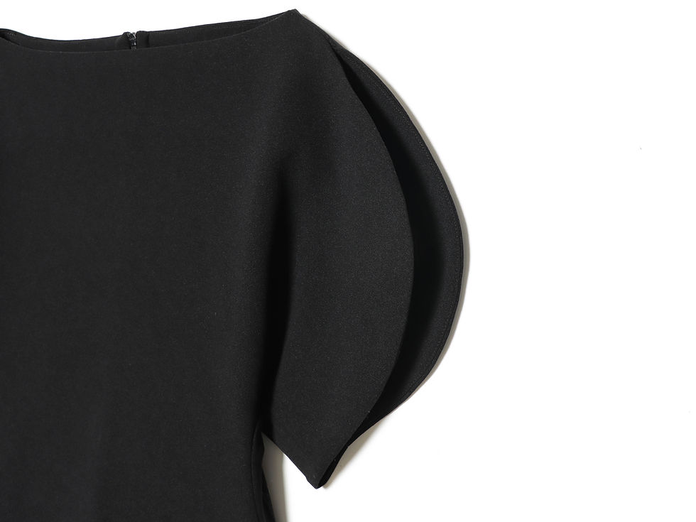 Thumbnail: HH Women Vintage Black Short Puff Sleeve Shirts O Neck Asymmetrical Hem Blouse 2
