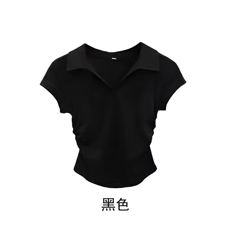 Thumbnail: Cotton Summer Sexy Women's T Shirt Skinny Slim Basic Solid Crop Top Short Sleeve