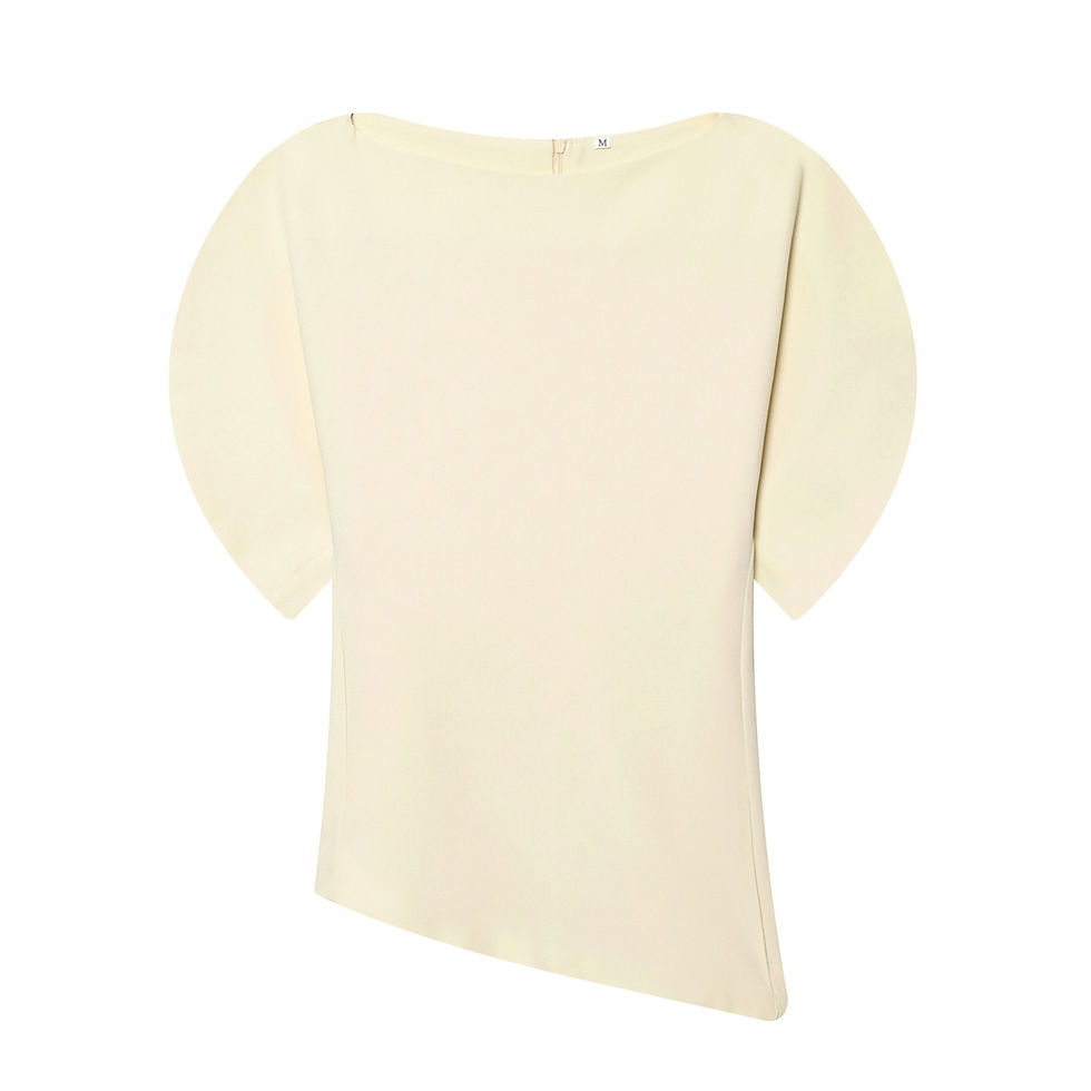 Thumbnail: HH Women Vintage Black Short Puff Sleeve Shirts O Neck Asymmetrical Hem Blouse 2