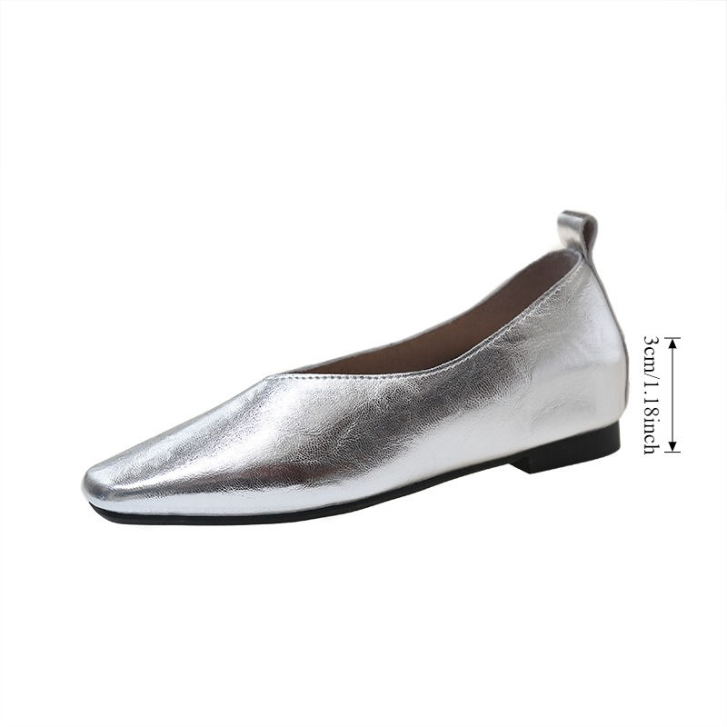 Thumbnail: Women's Loafers Genuine Leather Luxury Shoes Heels Pumps Square Toe Elegant Mary