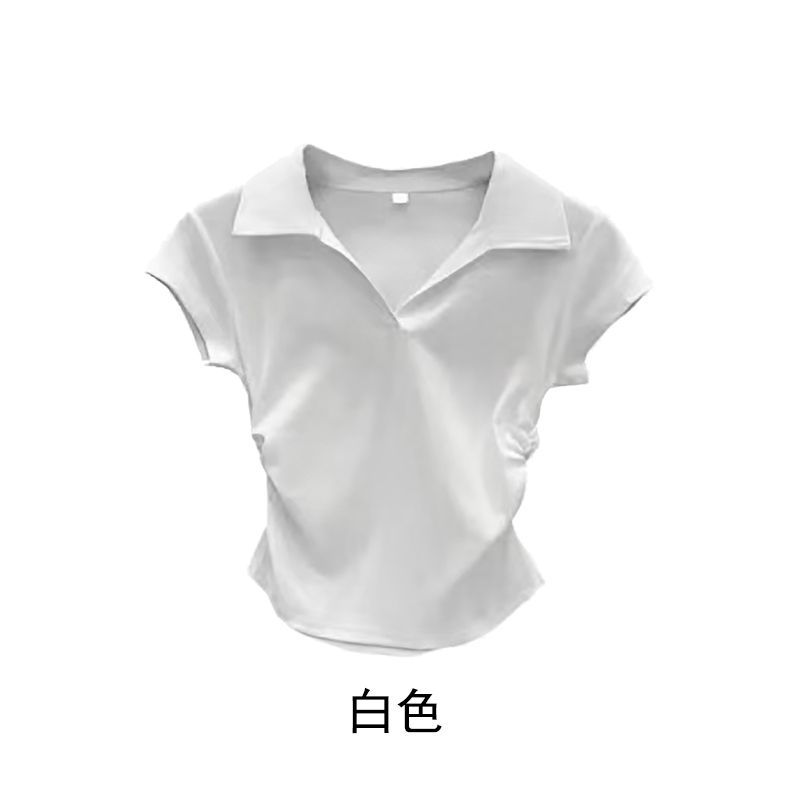 Thumbnail: Cotton Summer Sexy Women's T Shirt Skinny Slim Basic Solid Crop Top Short Sleeve