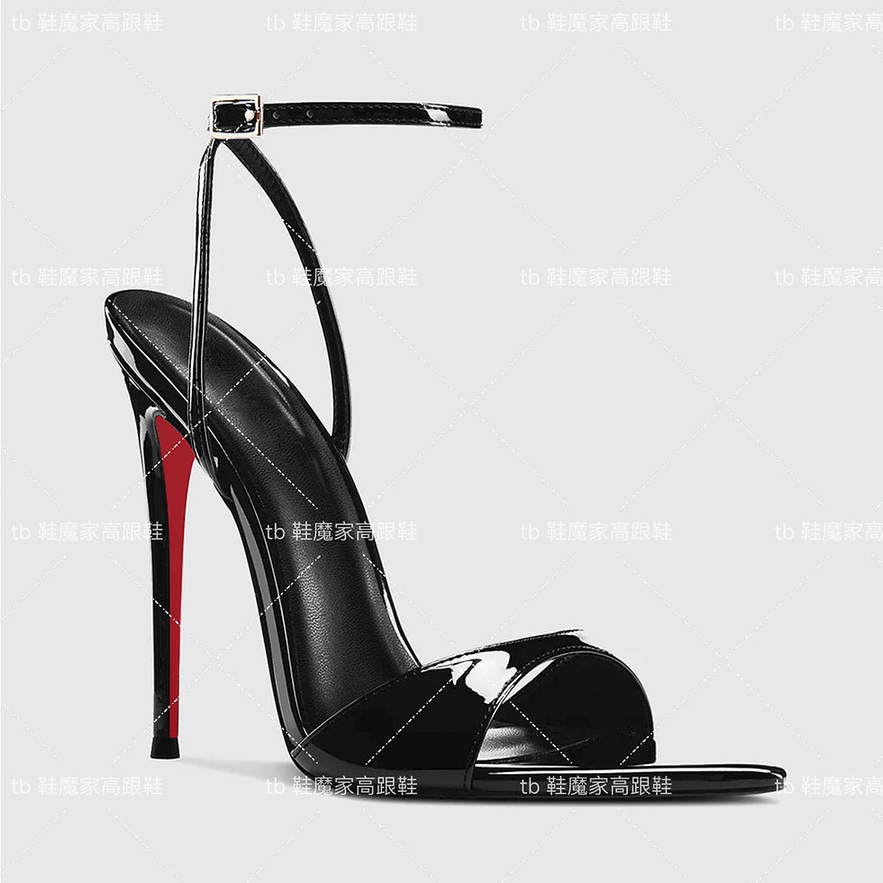 Thumbnail: Fashionable and sexy high heels 2025 new pointed toe open toe straight buckle sa