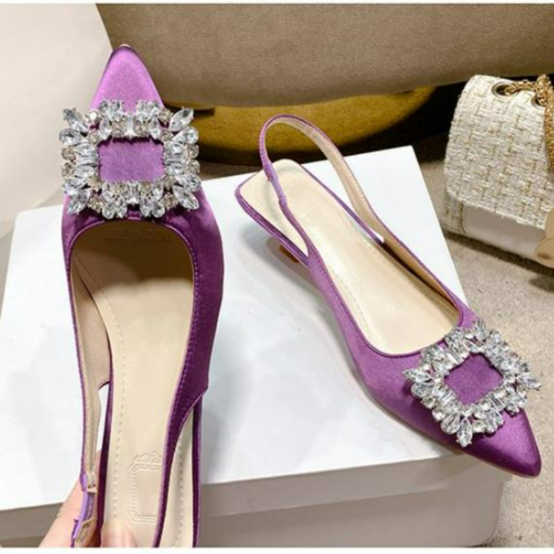 Thumbnail: Summer Women Sandals New Women's Shoes Pointed Toe Shallow Nude Pink Diamond Sho
