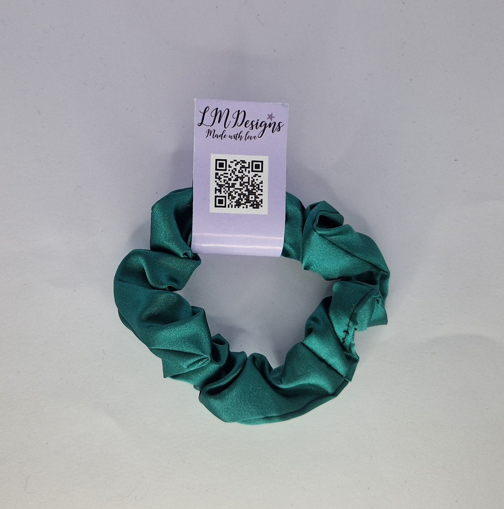 Green Satin Mini Scrunchie