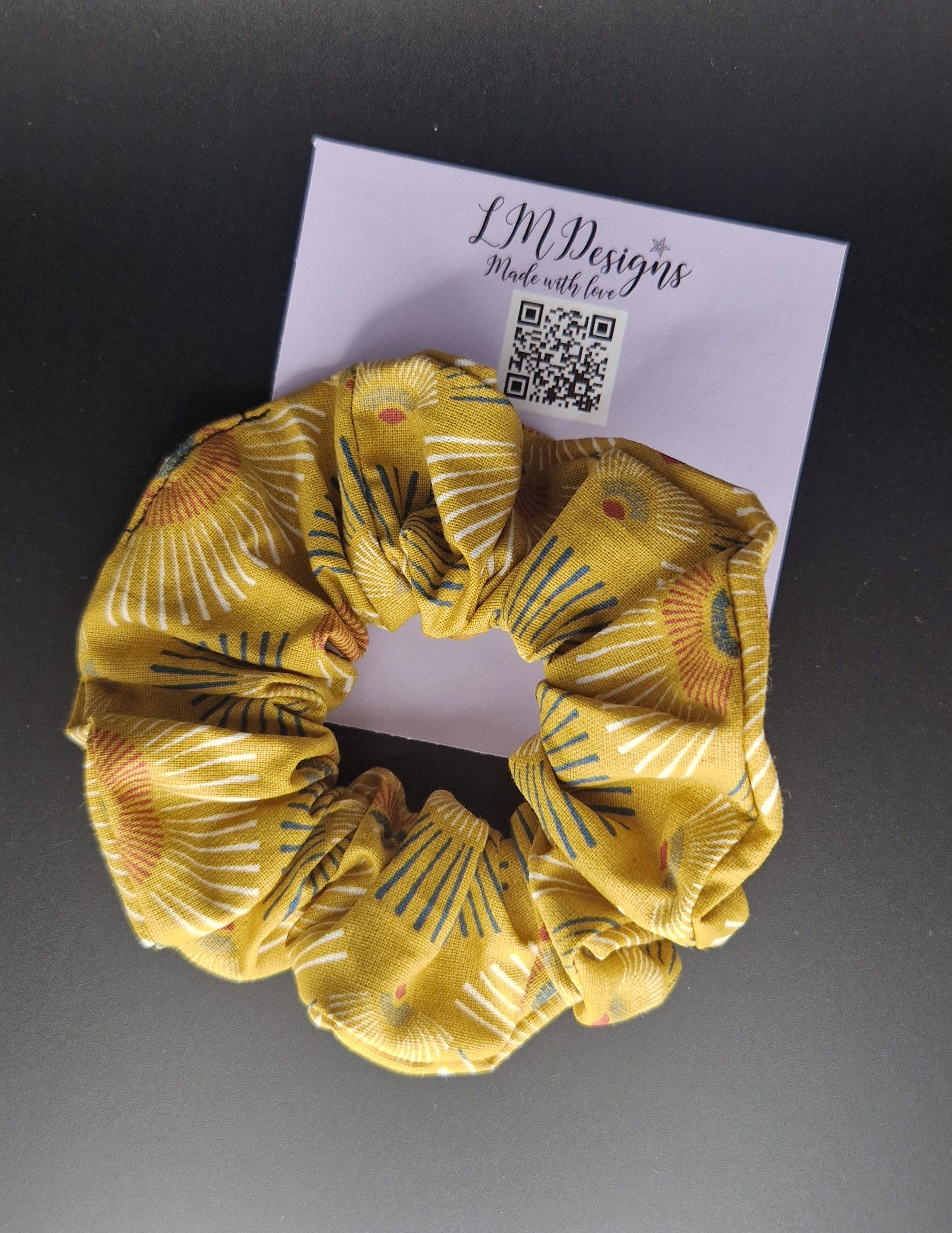 Yellow Fan Scrunchie