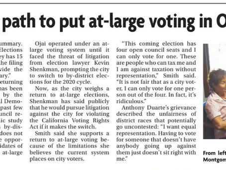 Ojai Valley News | July 24, 2026 New filing seeks path to put at-large voting in Ojai on the ballot