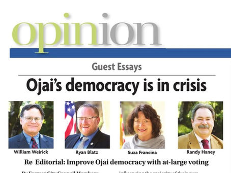 Why return to at-large (citywide) elections of Ojai Council Members? . . . from Ojai Valley News May 8, 2026
