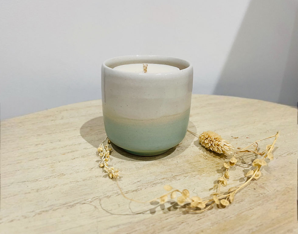 Miniature : Bougie parfumée dans un pot en céramique bleu/vert d'eau