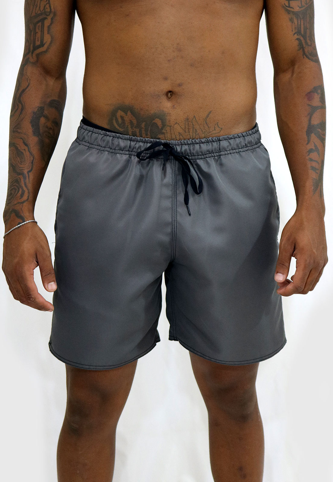 Shorts Tactel Elástico Água Alkary Cinza Escuro