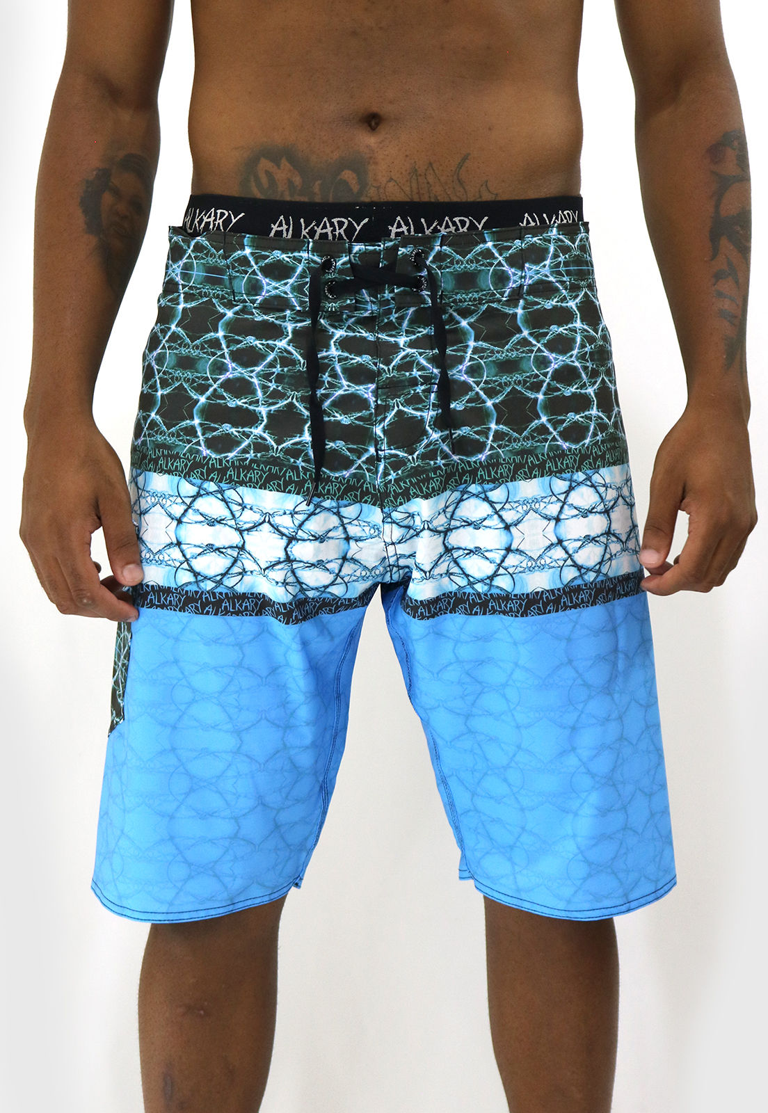 Bermuda Água Alkary Listras Azul