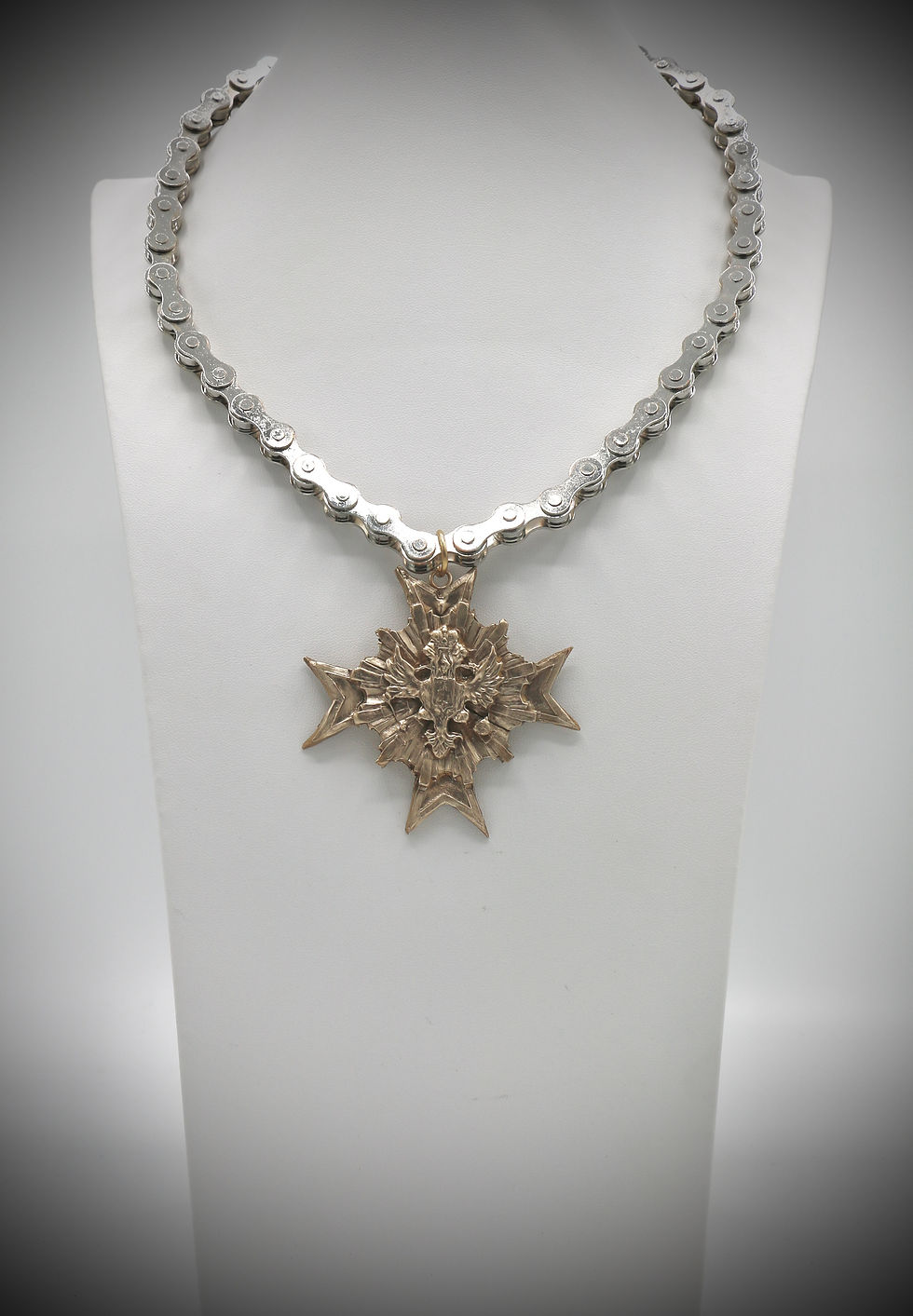 Thumbnail: STUNNING Bronze Maltese Cross on Bicycle Chain