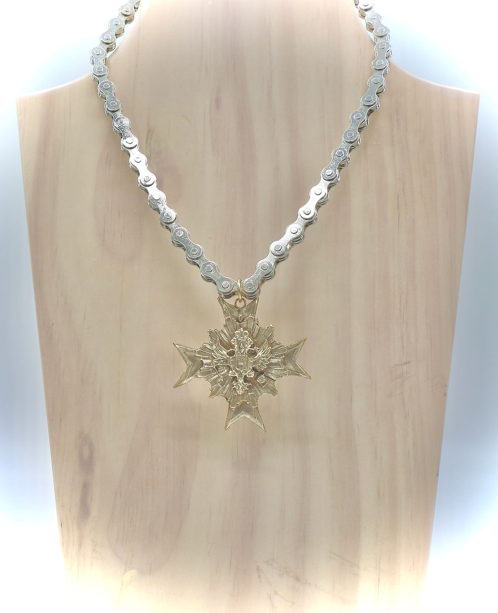 Thumbnail: STUNNING Bronze Maltese Cross on Bicycle Chain